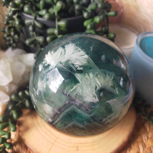 Large Feather Fluorite Sphere