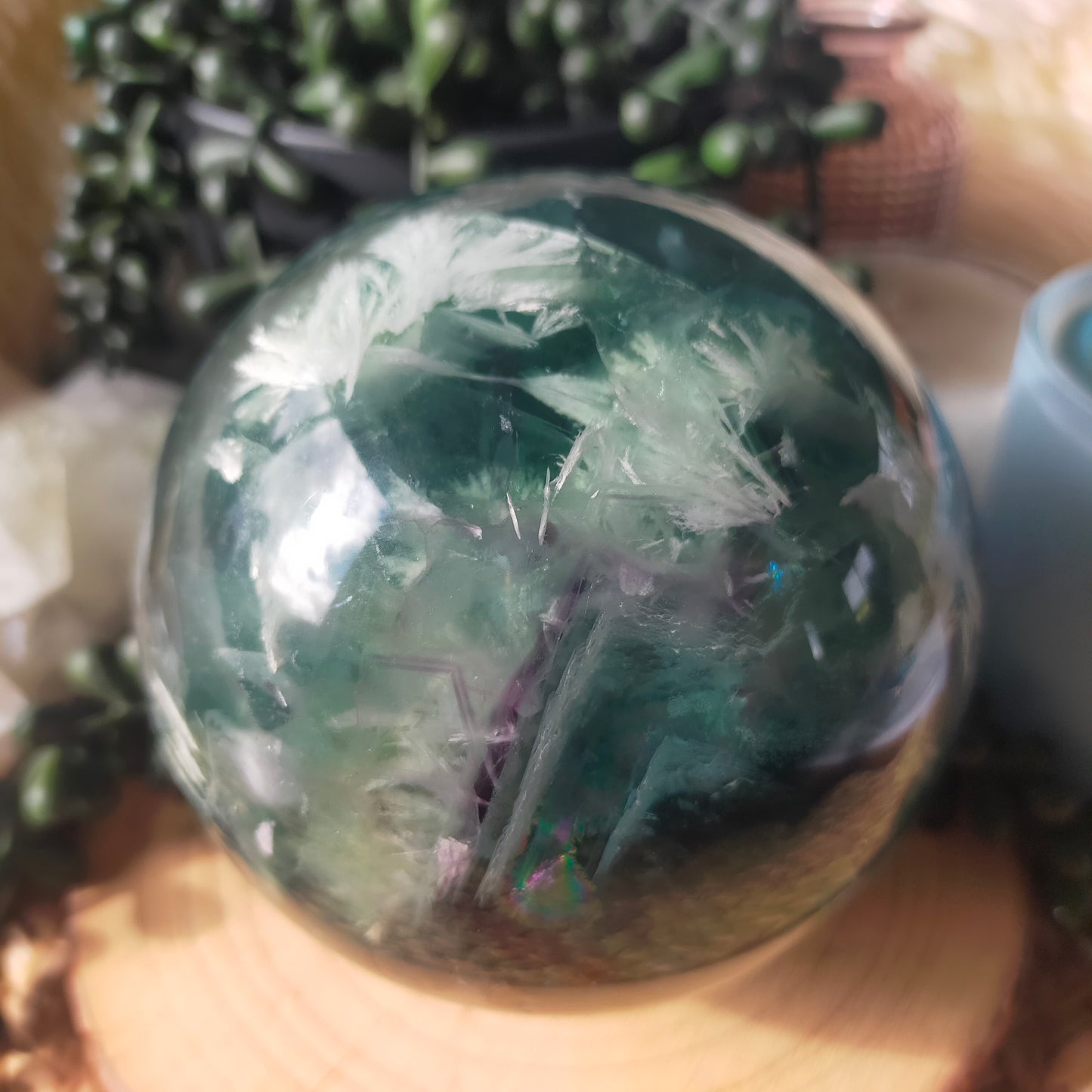 Large Feather Fluorite Sphere