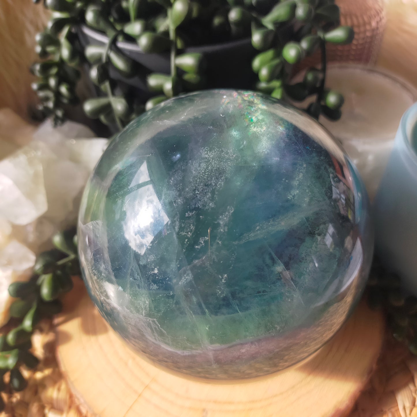 Large Feather Fluorite Sphere