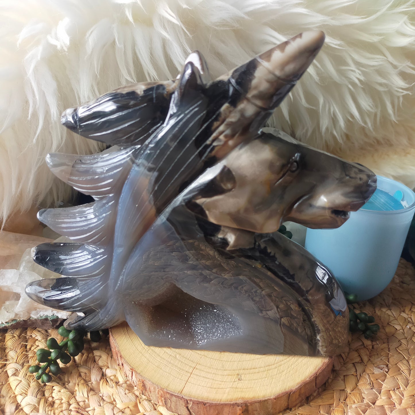 Large Volcano Agate Unicorn Head