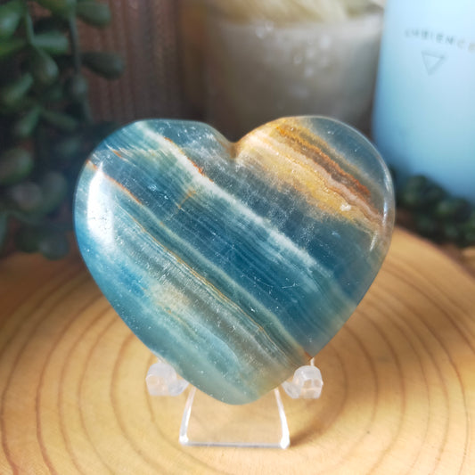 Blue Aquatine Calcite Hearts