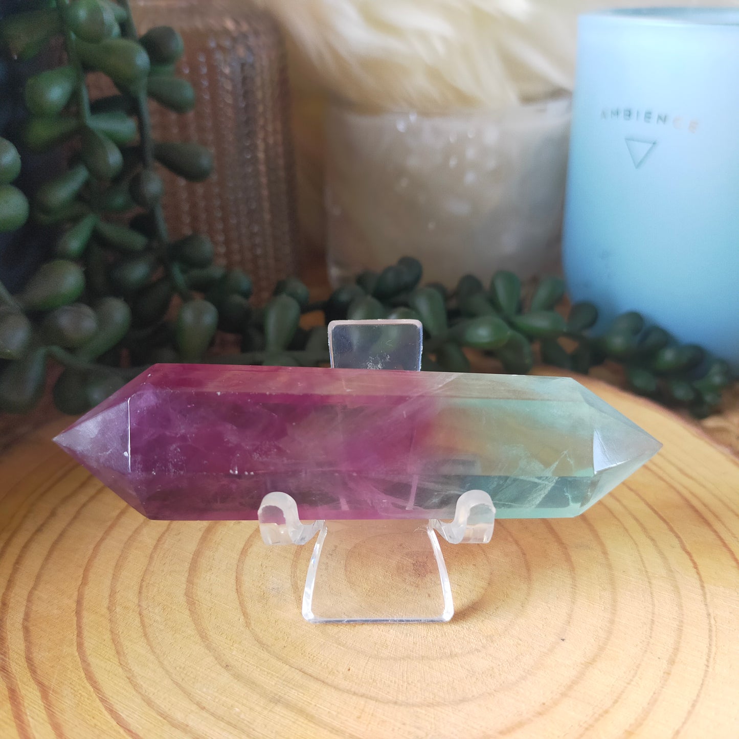 Watermelon Fluorite Double Terminated Point