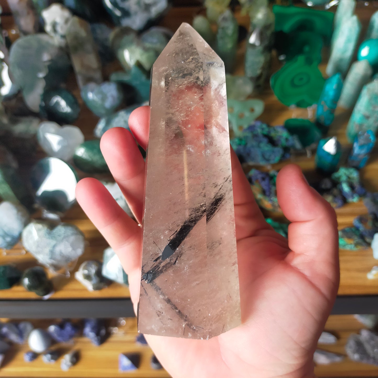 Black Tourmaline in Quartz Point