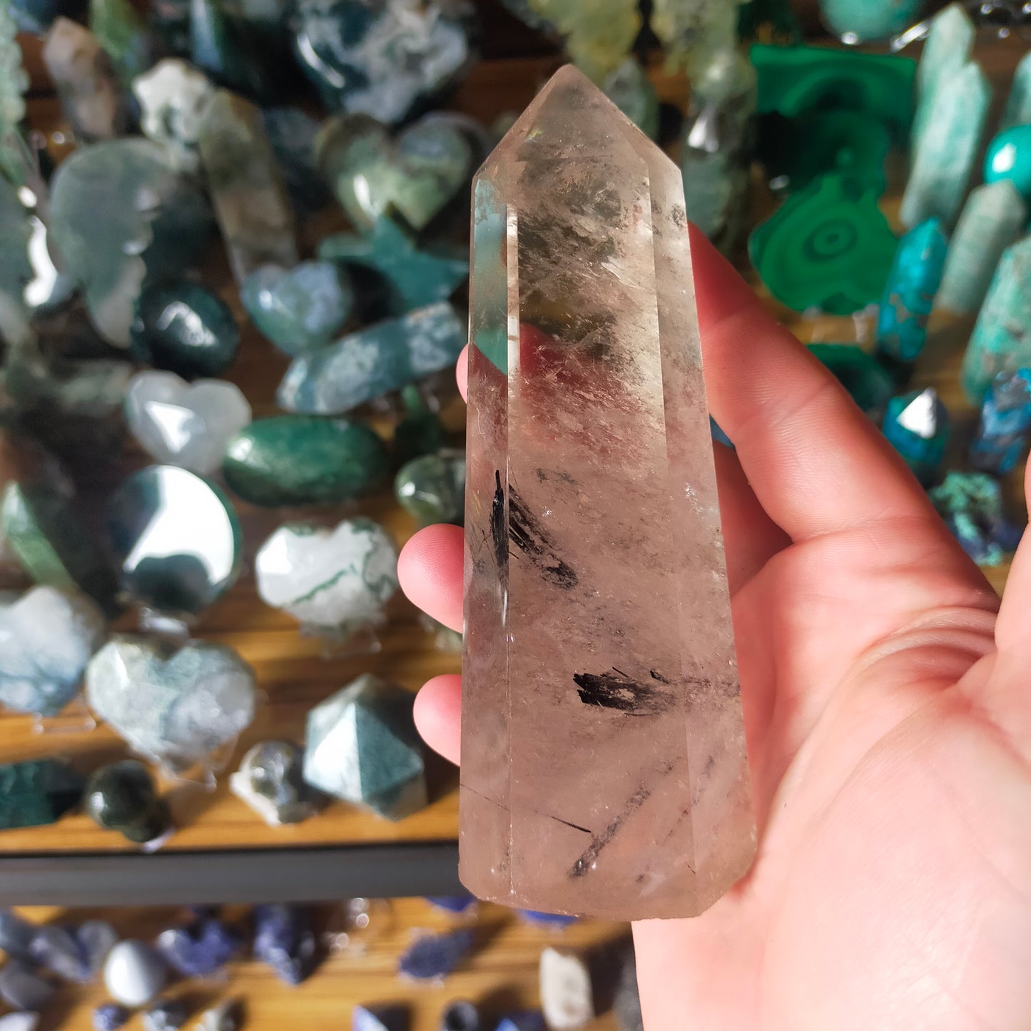 Black Tourmaline in Quartz Point