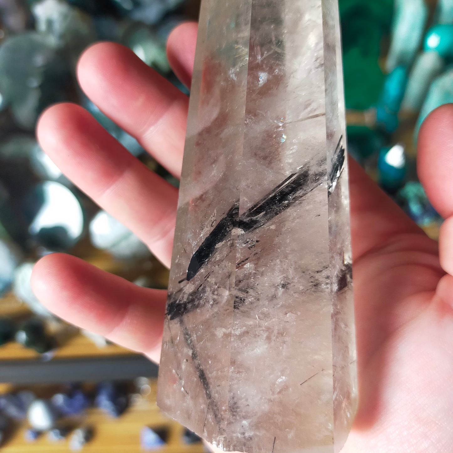 Black Tourmaline in Quartz Point