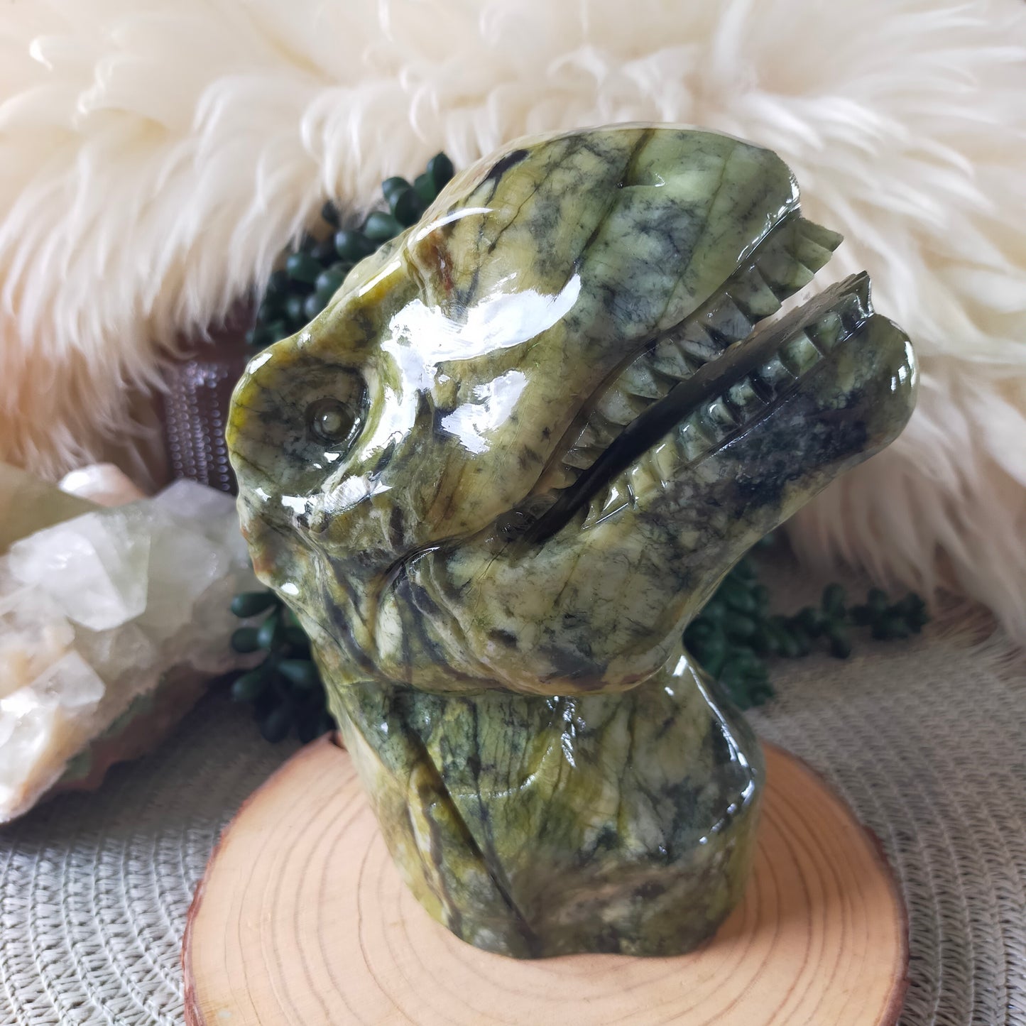 Green Jade T-Rex Head