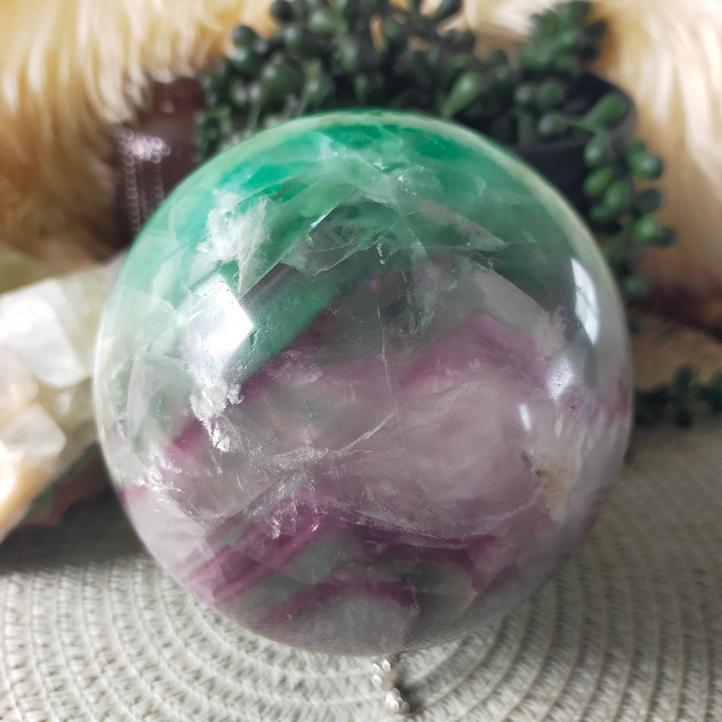 Large Feather Fluorite Sphere