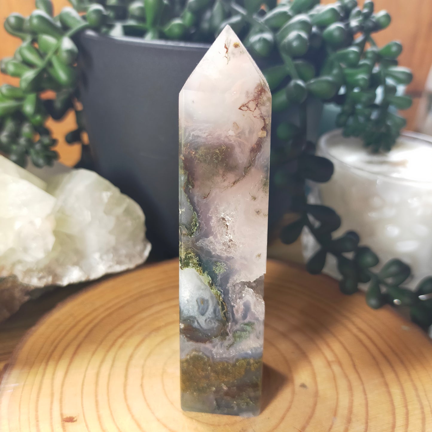 Druzy Moss Agate Point