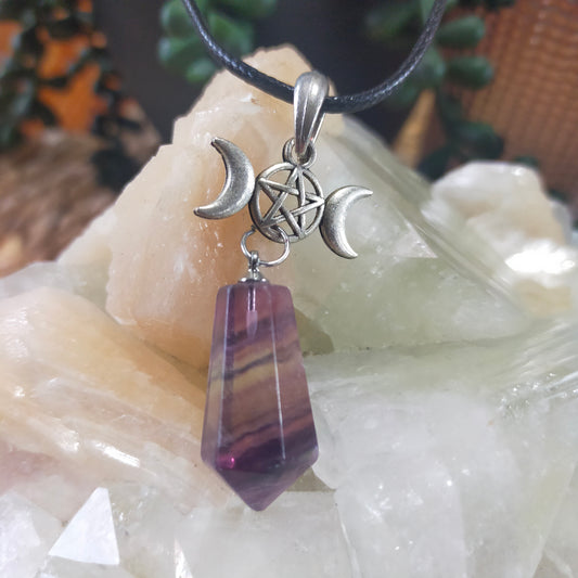Triple Moon Fluorite Necklaces