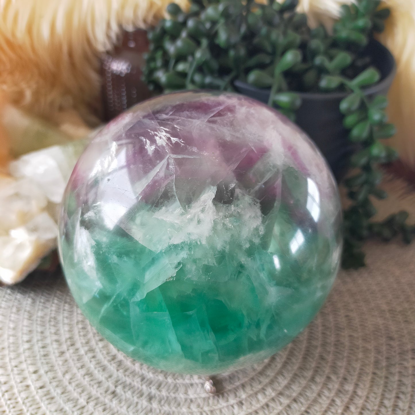 Large Feather Fluorite Sphere