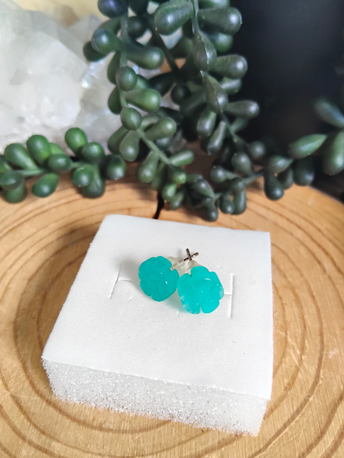 Amazonite Flower Studs