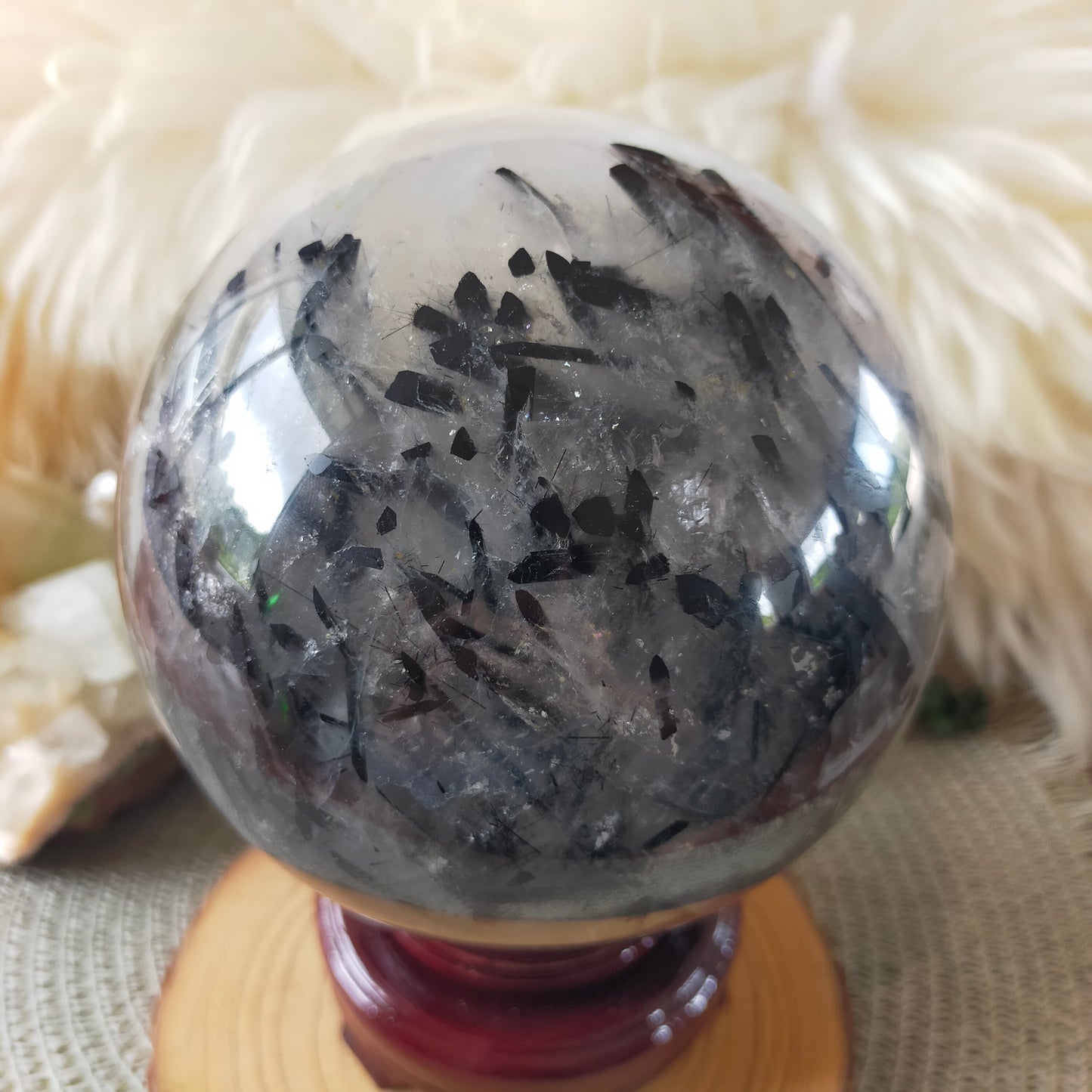 Large Black Tourmaline in Quartz Sphere
