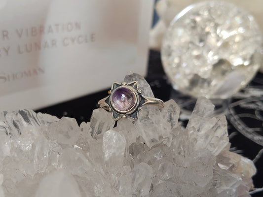 Sterling Silver Amethyst with Rutile Ring