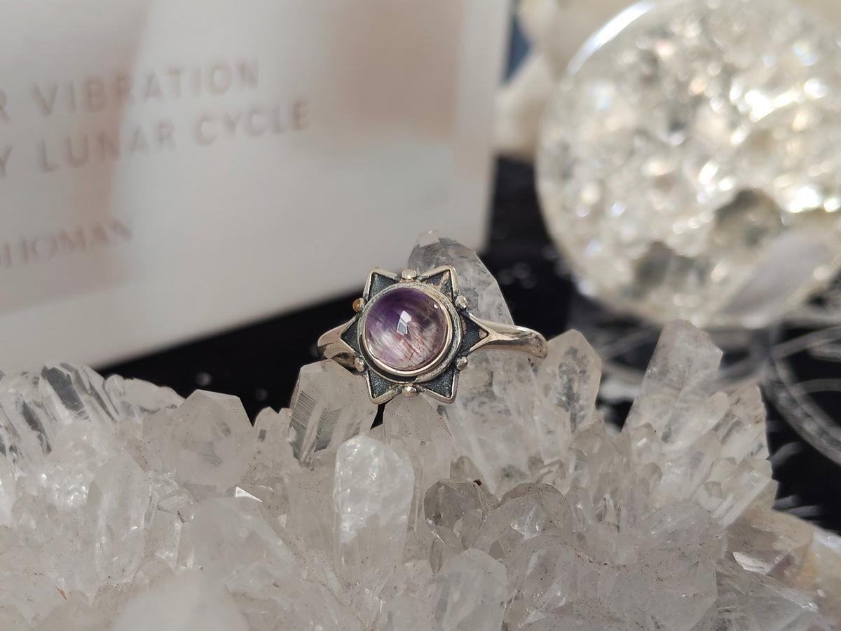 Sterling Silver Amethyst with Rutile Ring