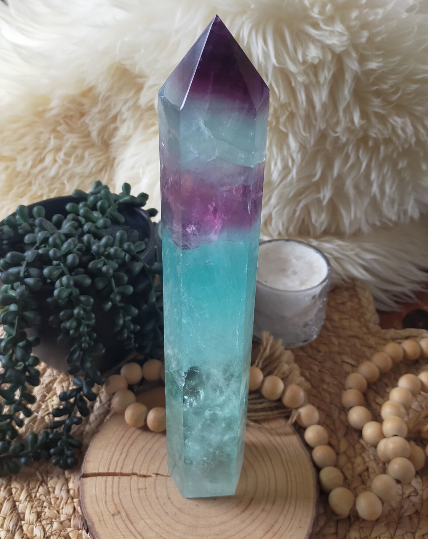 Large Watermelon Fluorite Tower