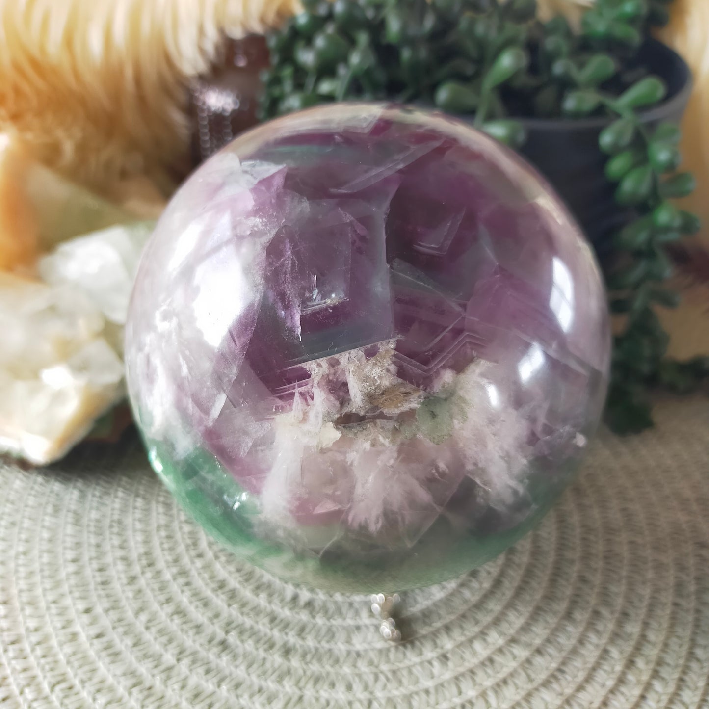 Large Feather Fluorite Sphere