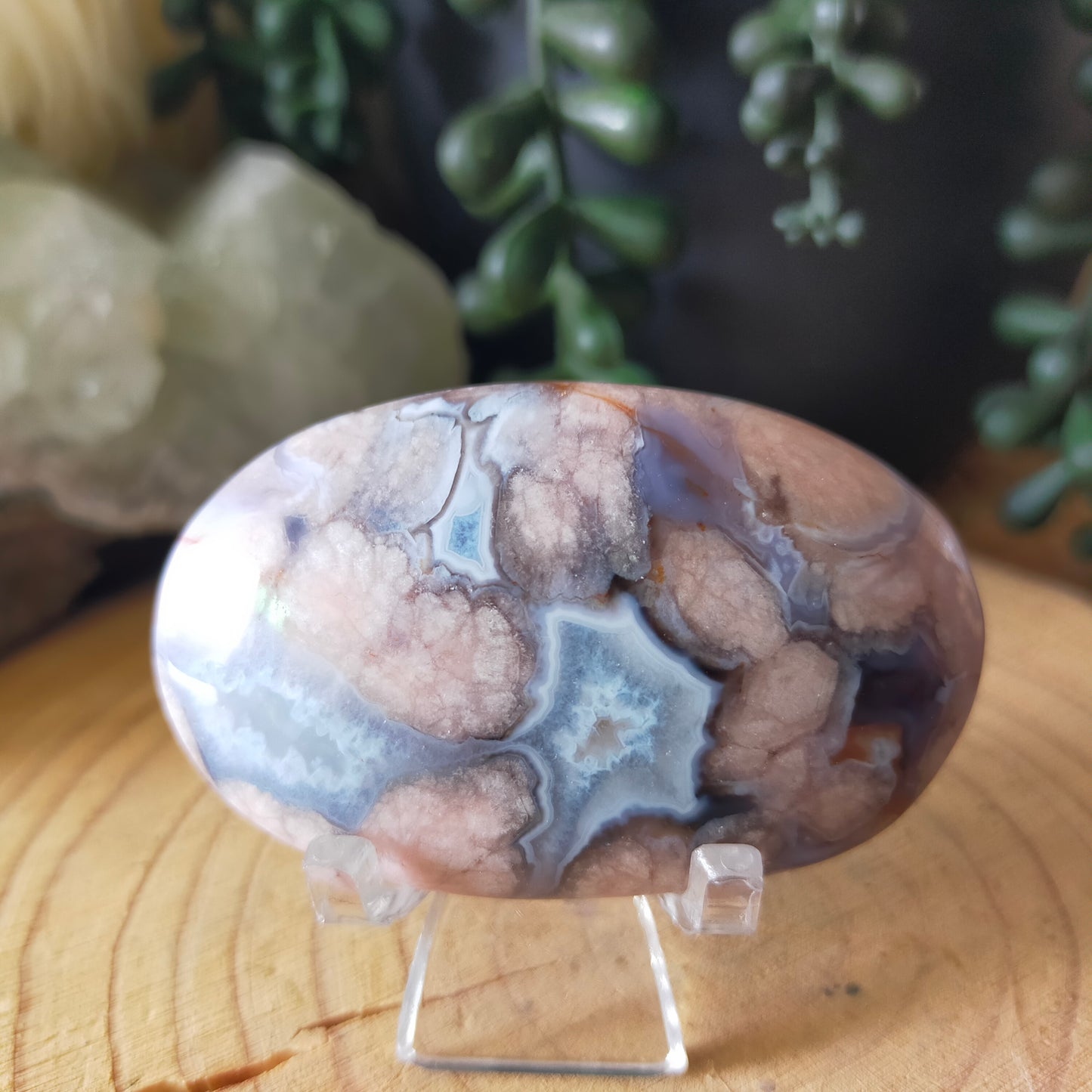 Blue Flower Agate Palmstones