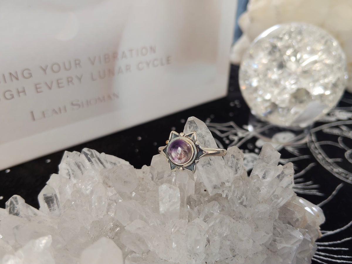 Sterling Silver Amethyst with Rutile Ring