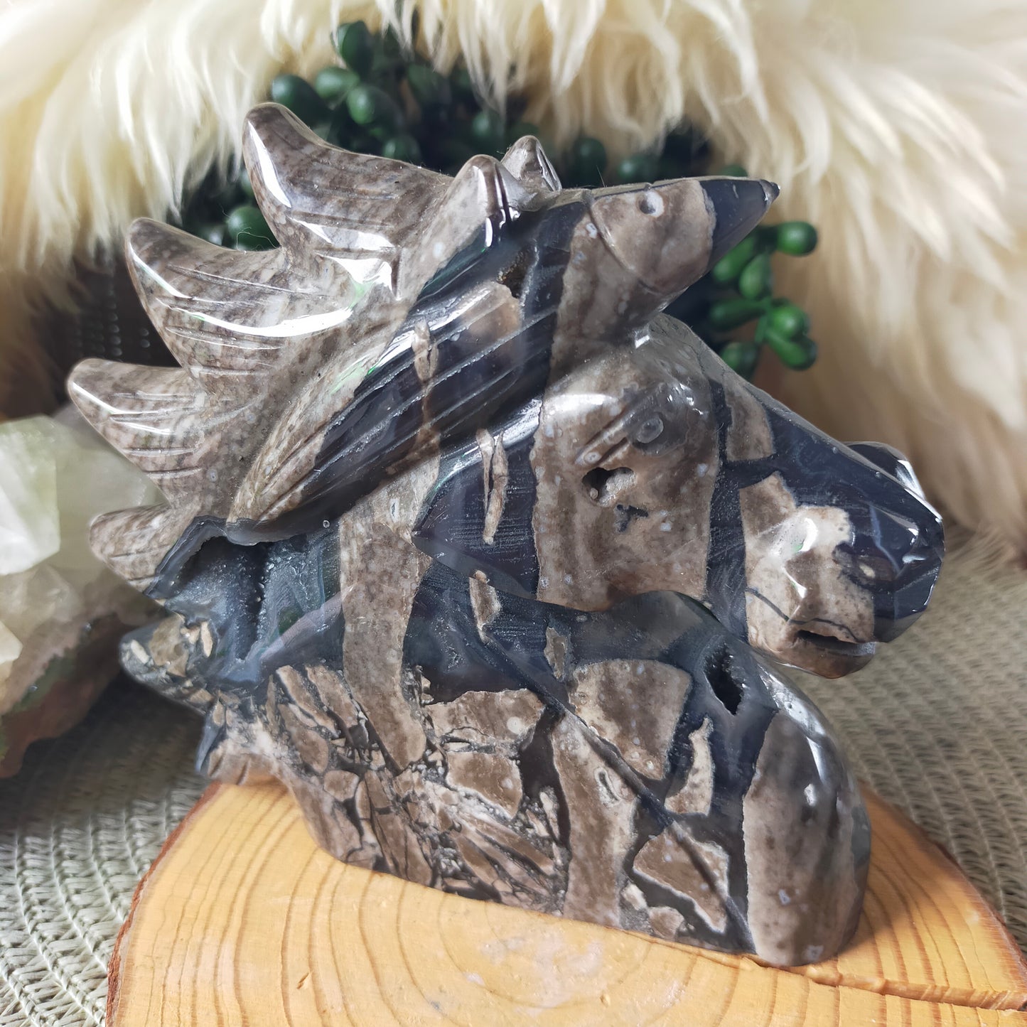 Volcano Agate Unicorn Head