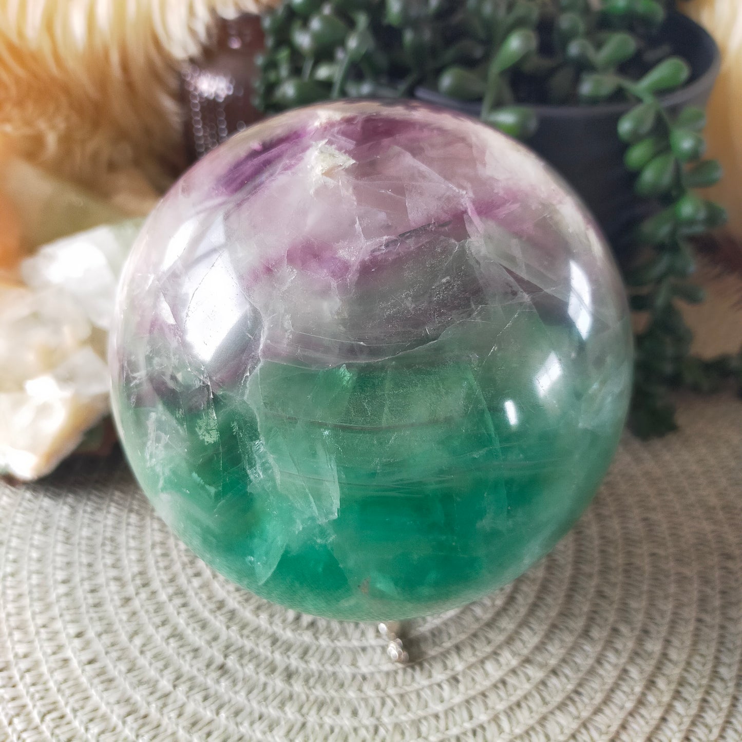 Large Feather Fluorite Sphere