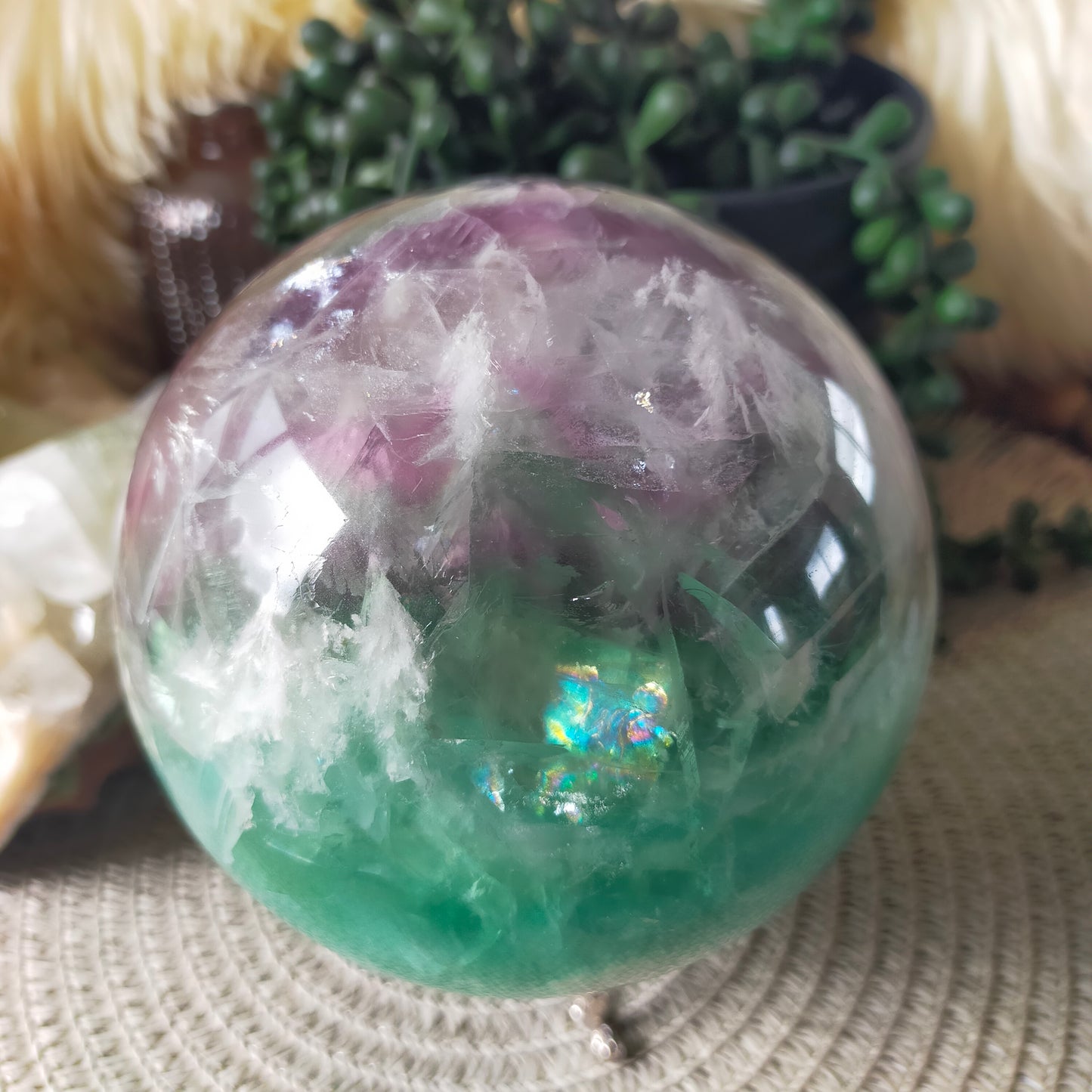 Large Feather Fluorite Sphere