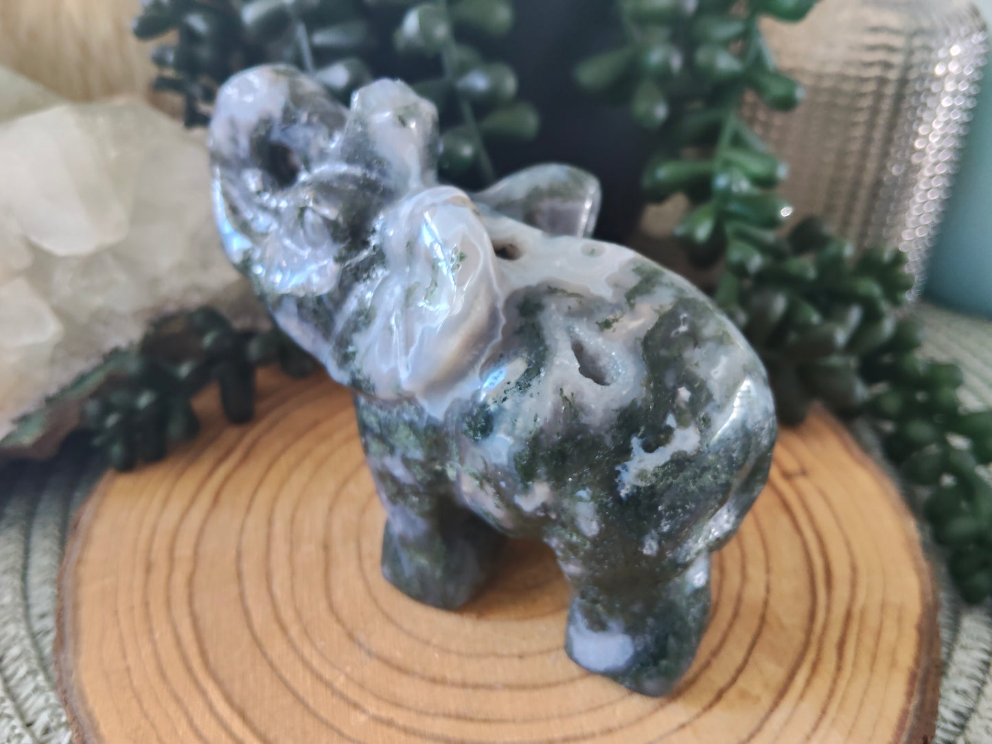 Moss Agate Elephant