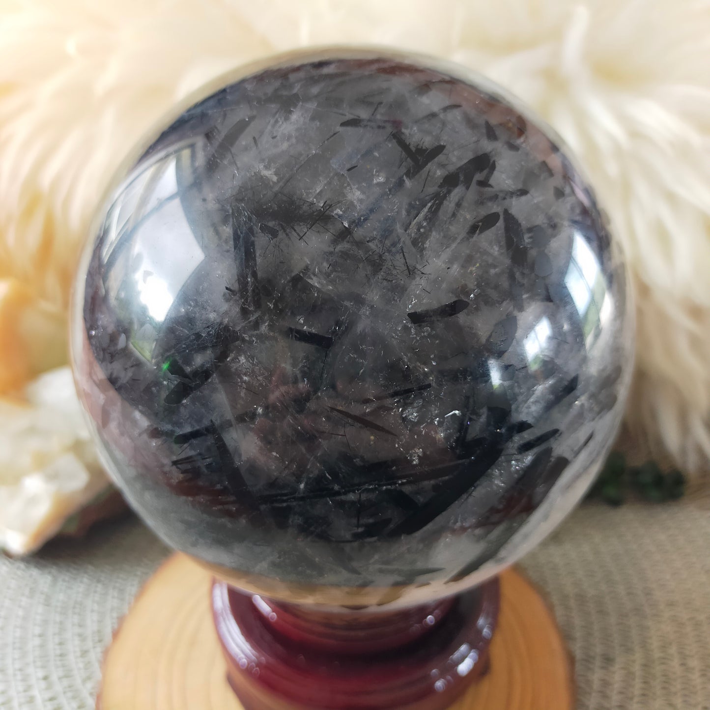 Large Black Tourmaline in Quartz Sphere