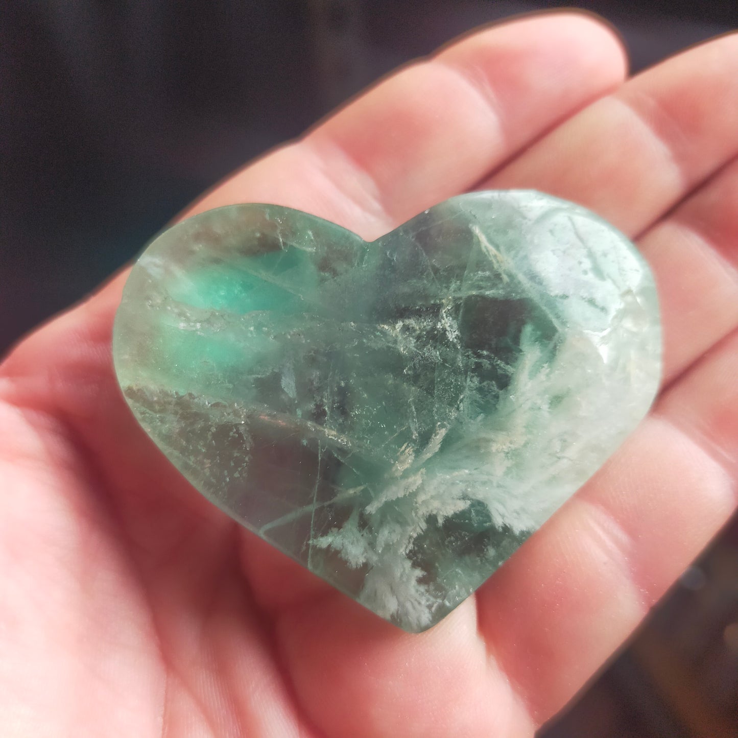 Feather Fluorite Heart