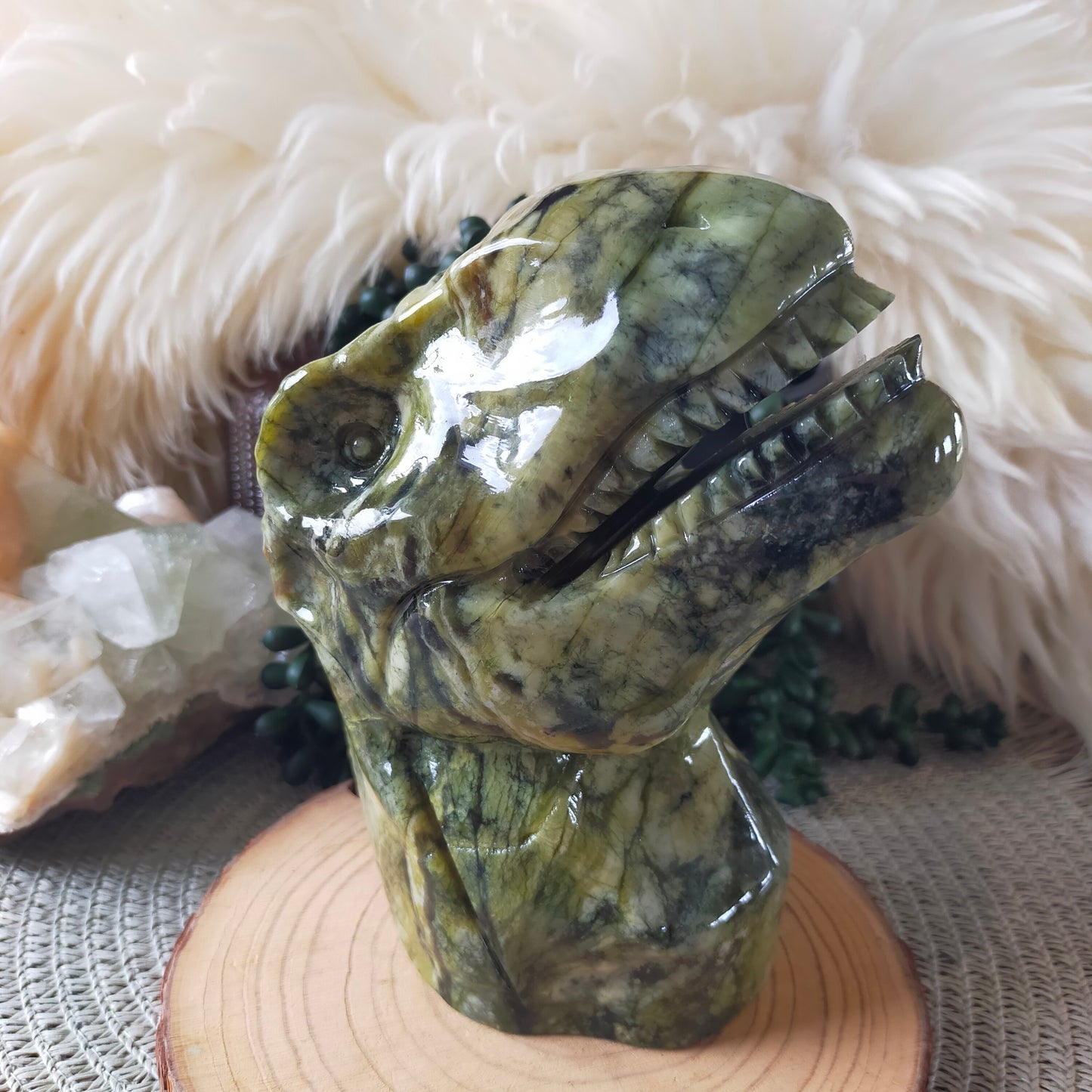 Green Jade T-Rex Head