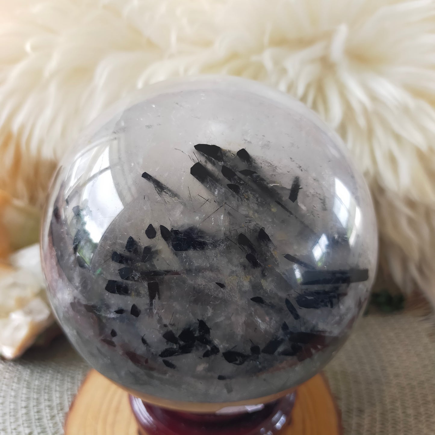Large Black Tourmaline in Quartz Sphere