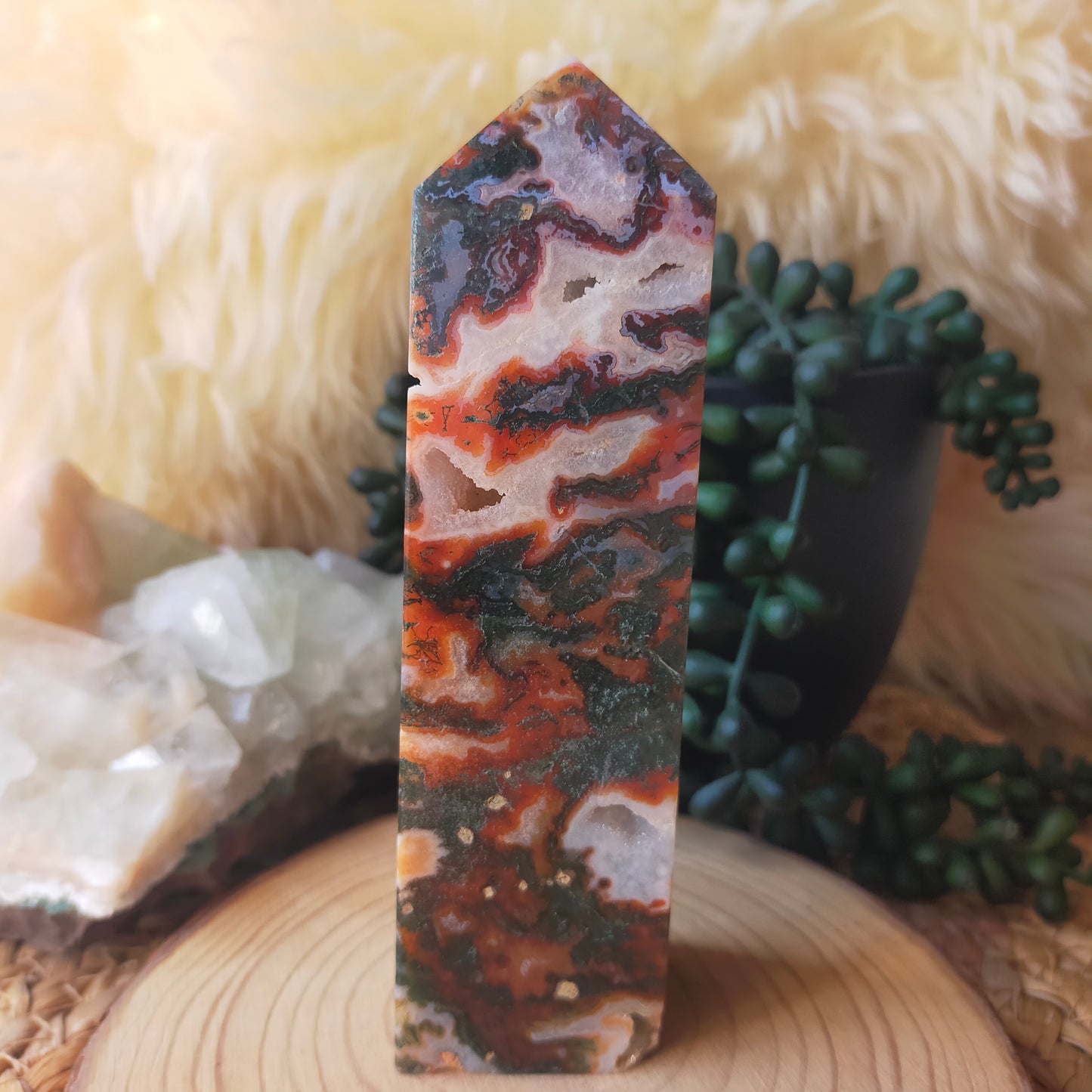 Red Moss Agate Tower