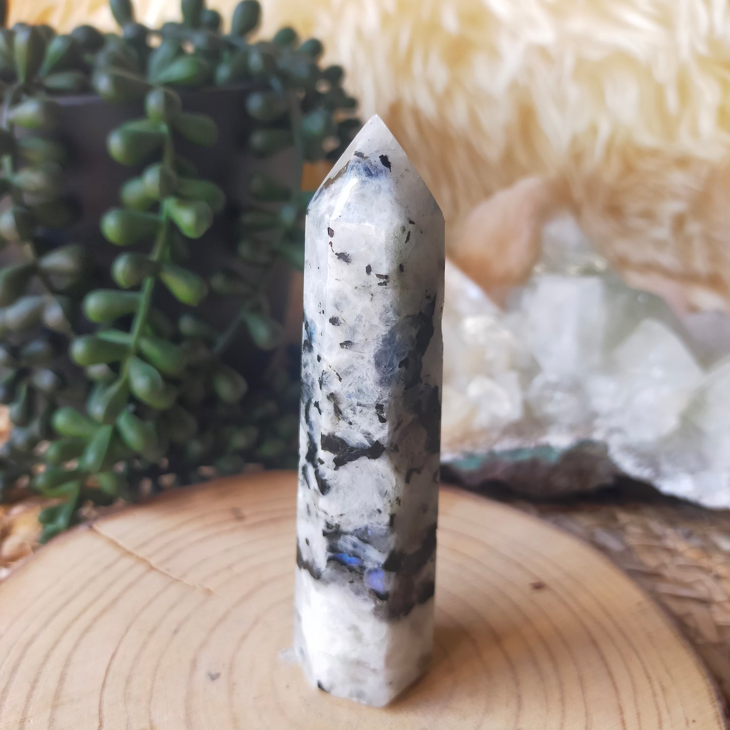 Rainbow Moonstone Point