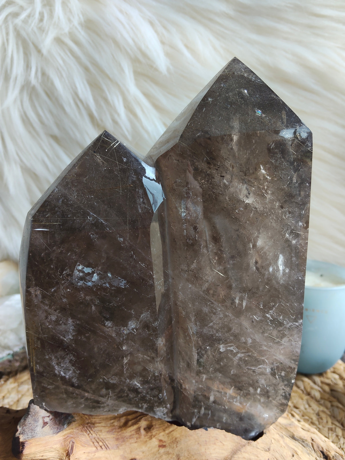 Large Rare Smokey Quartz with Golden Rutile Freeform
