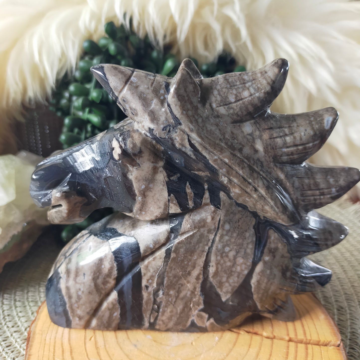 Volcano Agate Unicorn Head