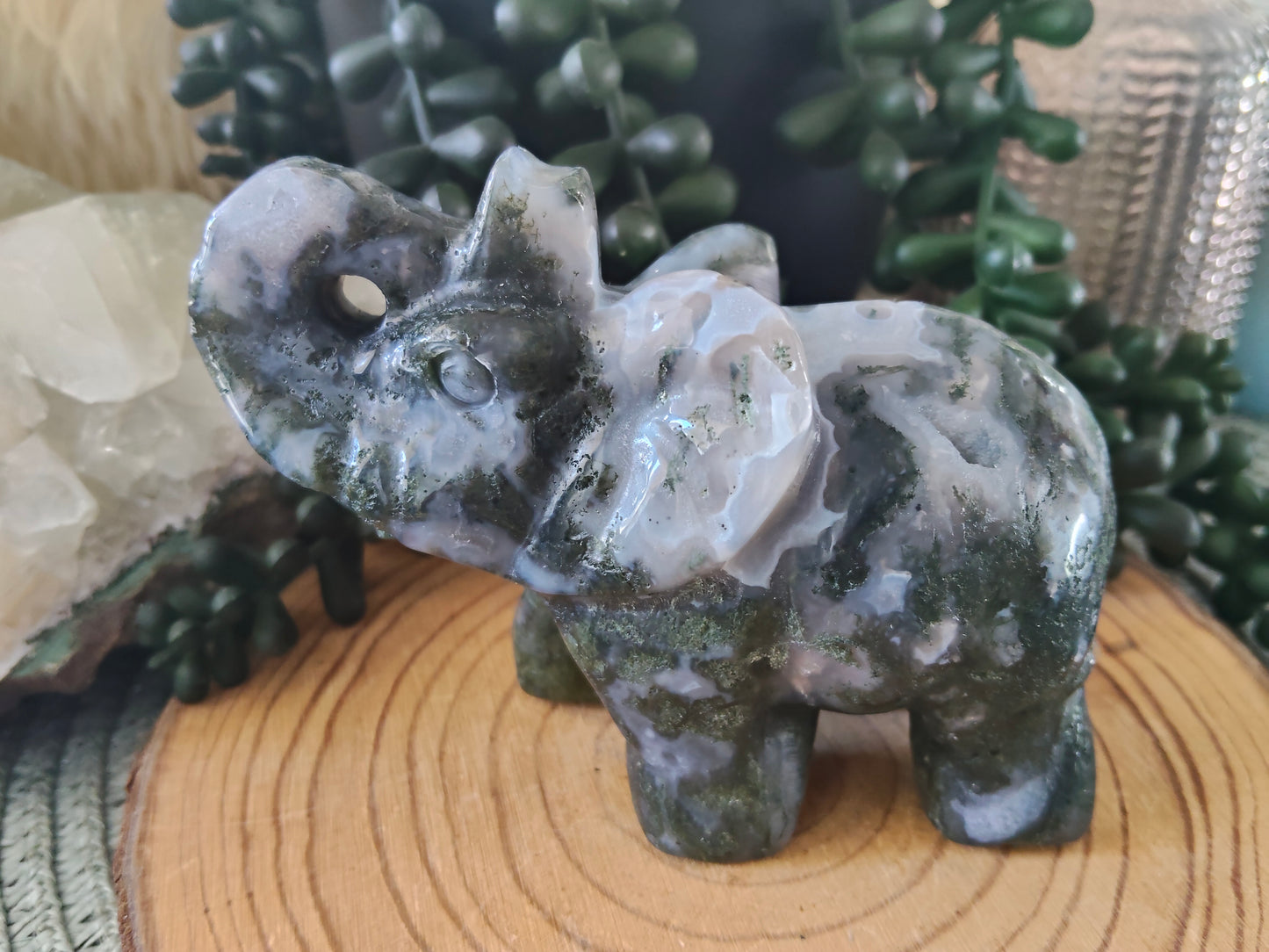 Moss Agate Elephant