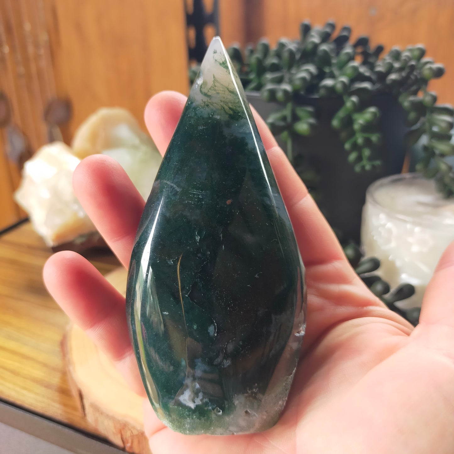 Moss Agate Teardrop