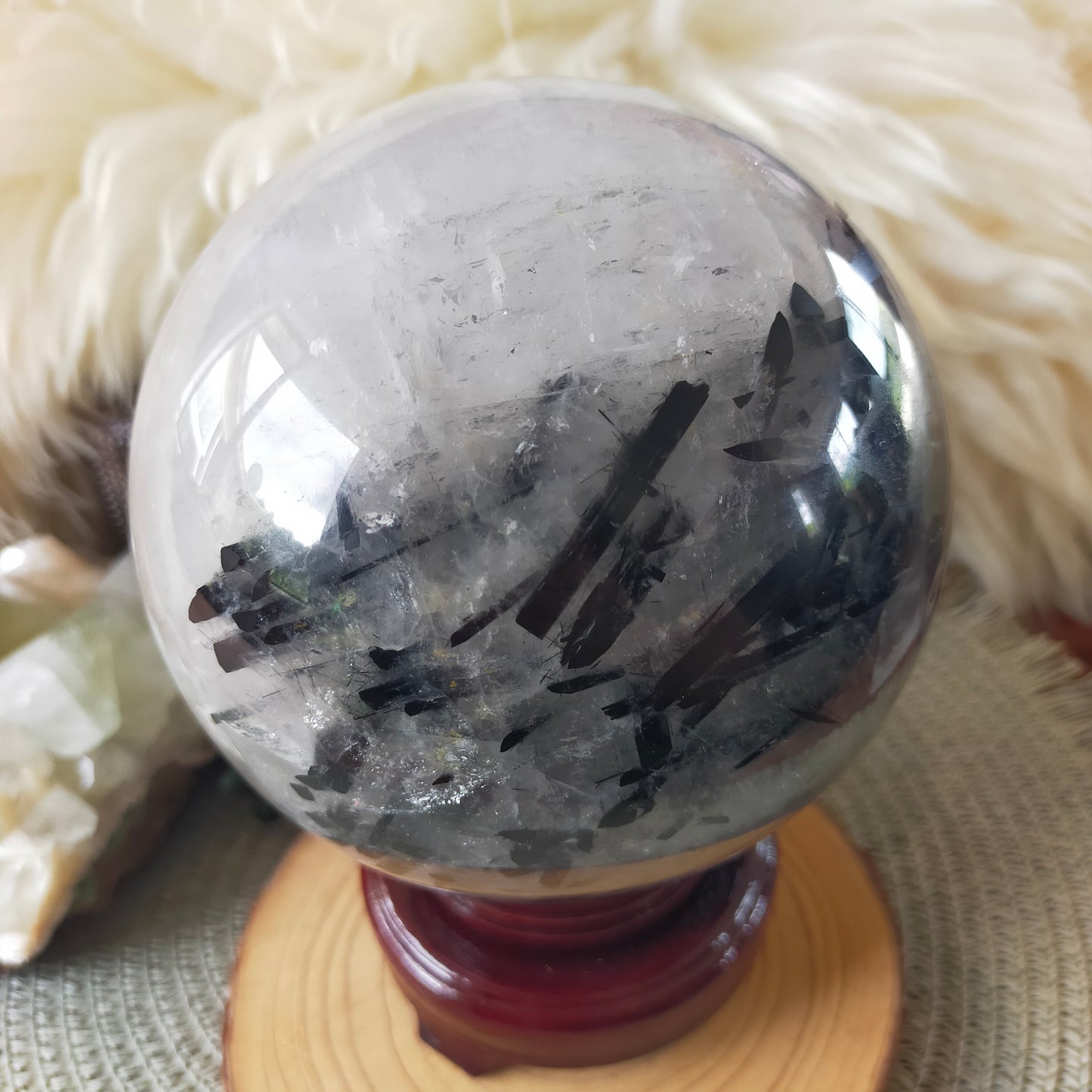 Large Black Tourmaline in Quartz Sphere