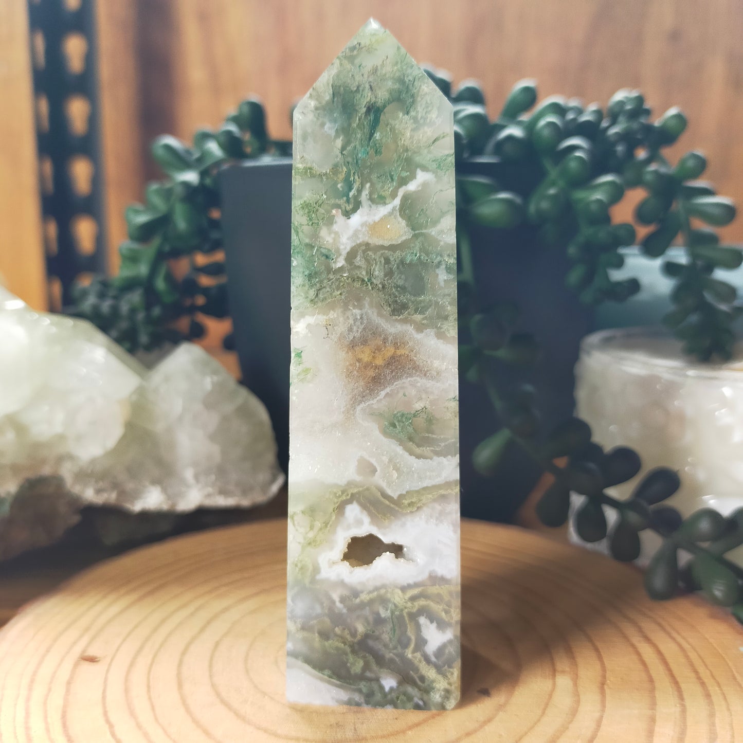 Druzy Moss Agate Point