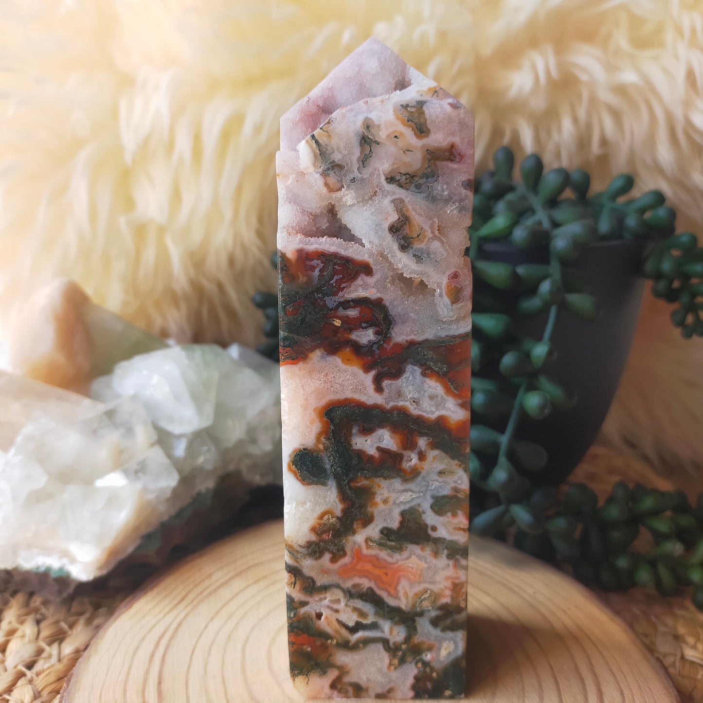 Red Moss Agate Tower