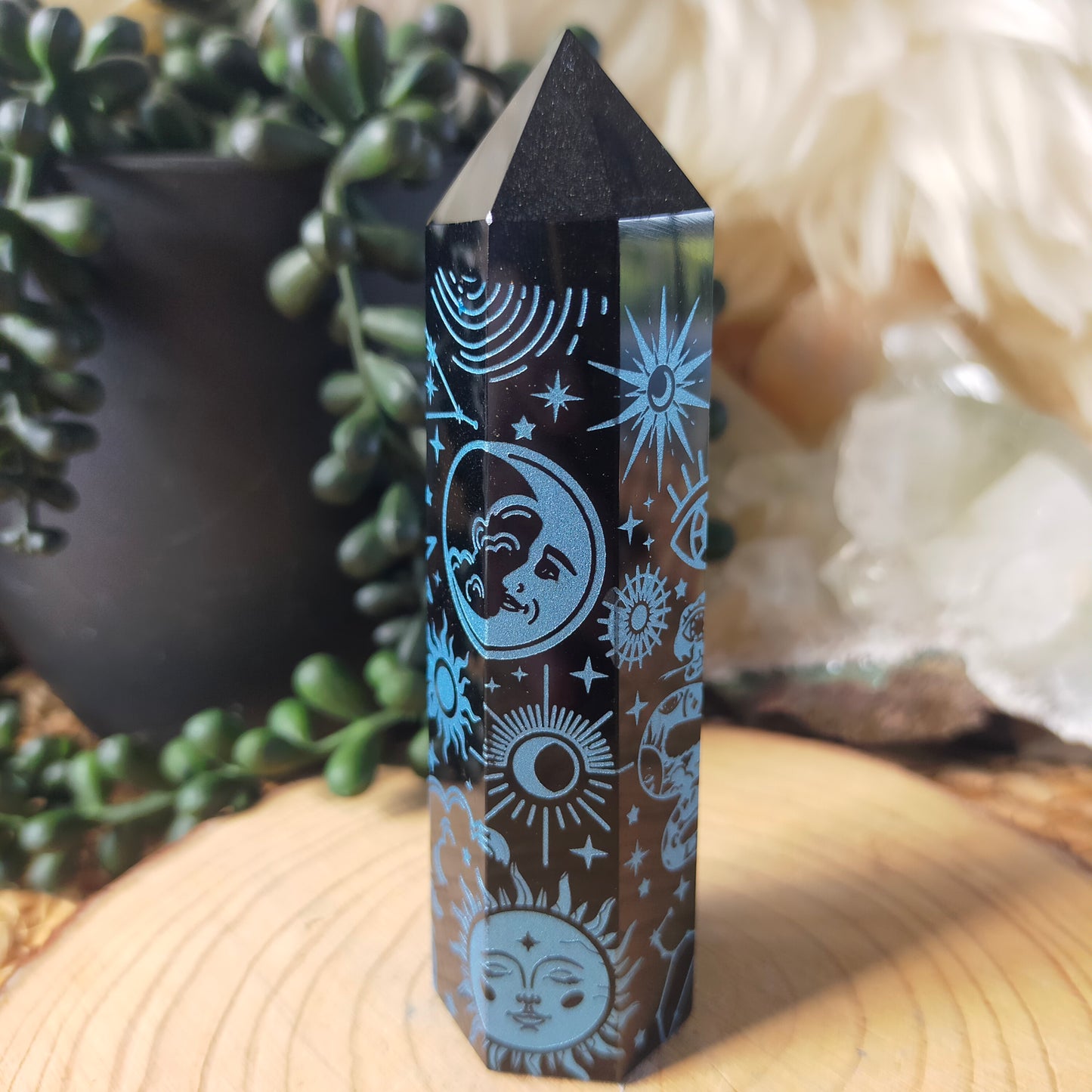 Patterned Black Obsidian Point