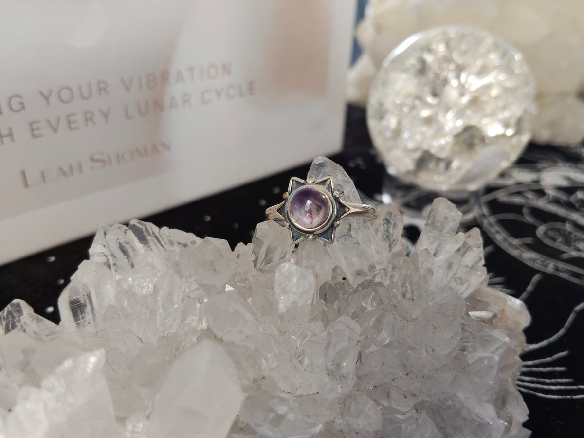 Sterling Silver Amethyst with Rutile Ring