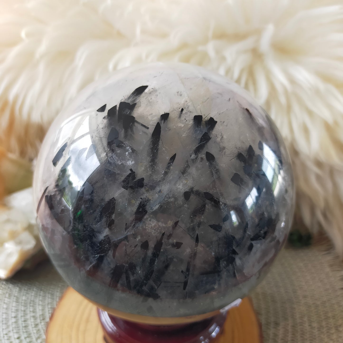 Large Black Tourmaline in Quartz Sphere
