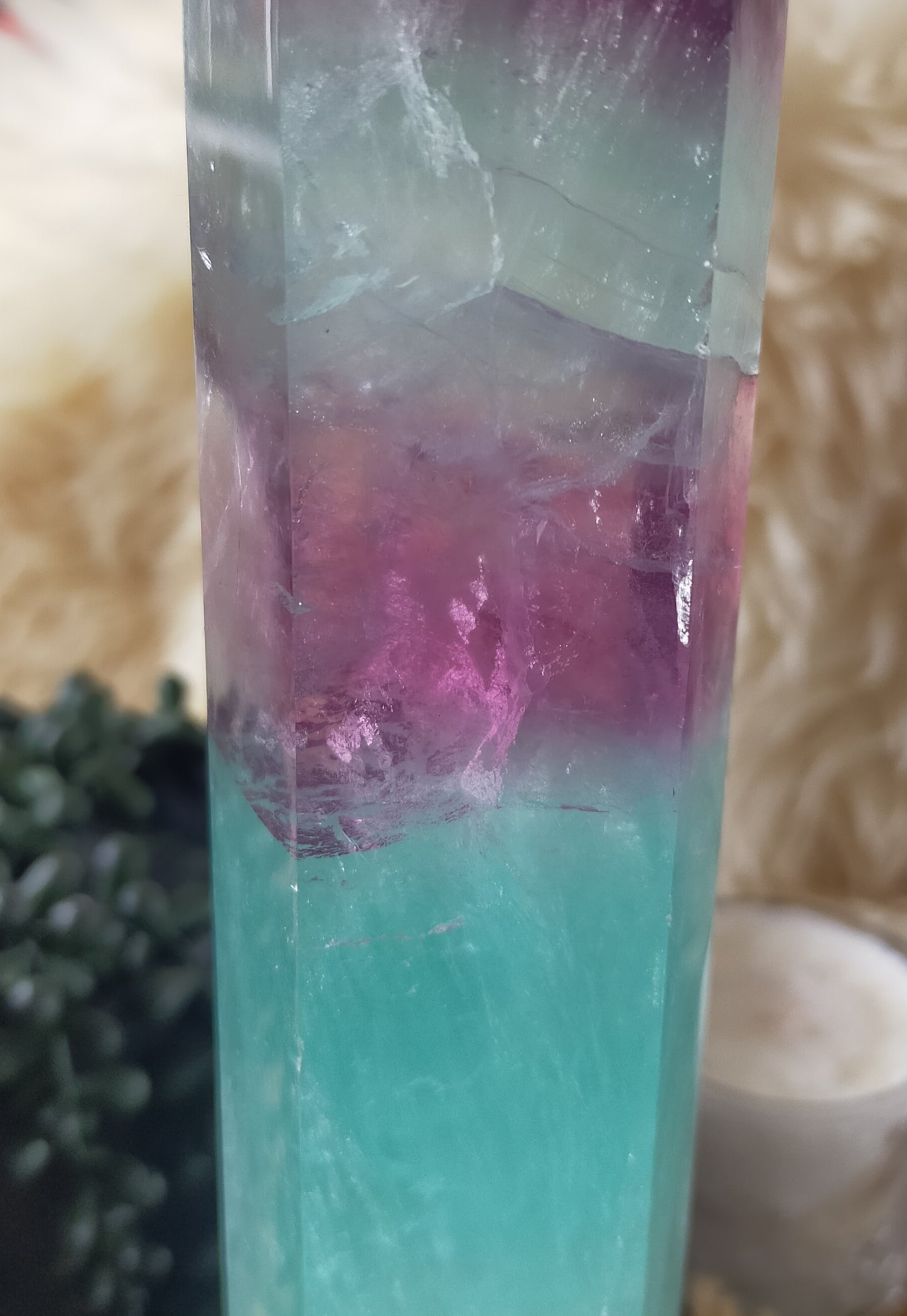 Large Watermelon Fluorite Tower