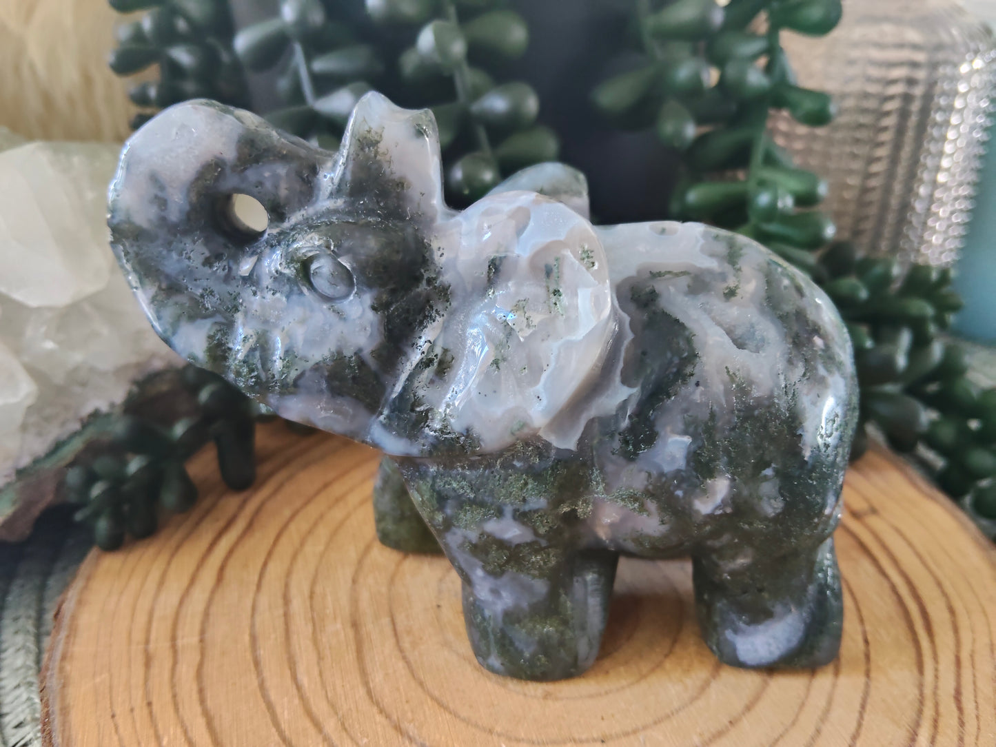 Moss Agate Elephant