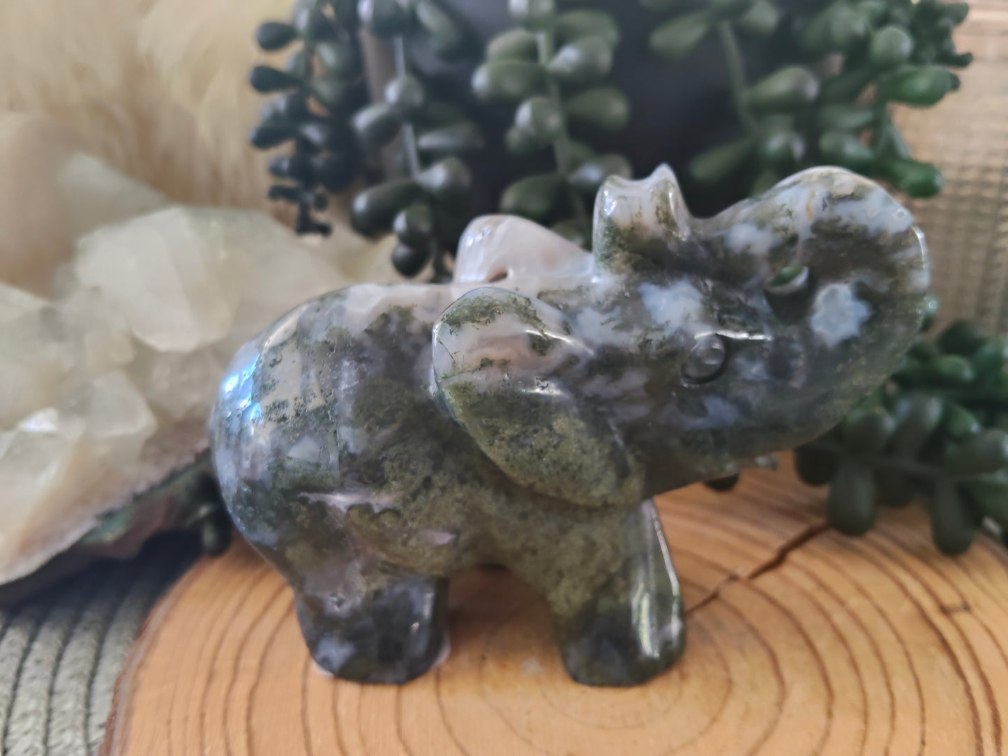 Moss Agate Elephant