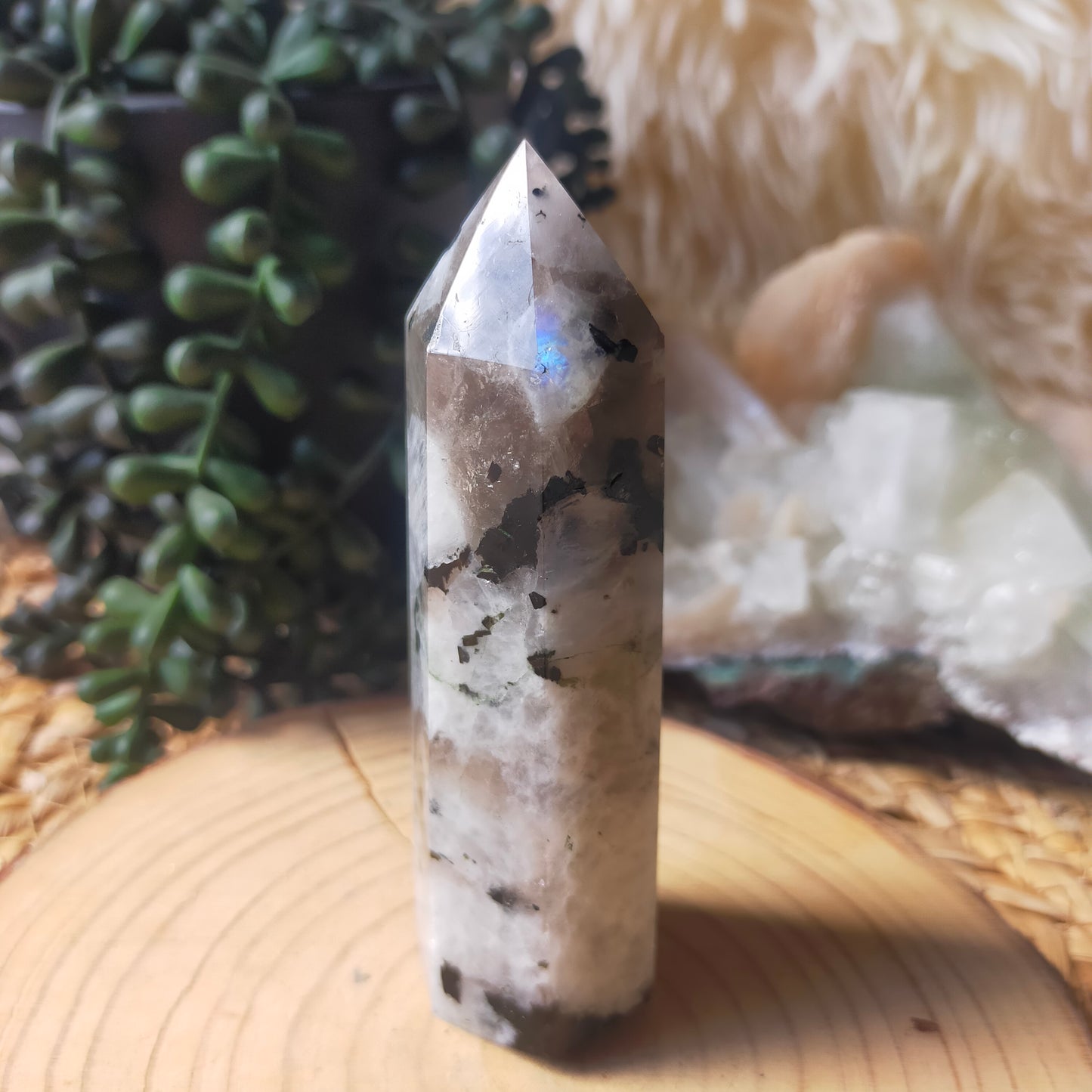 Rainbow Moonstone Point