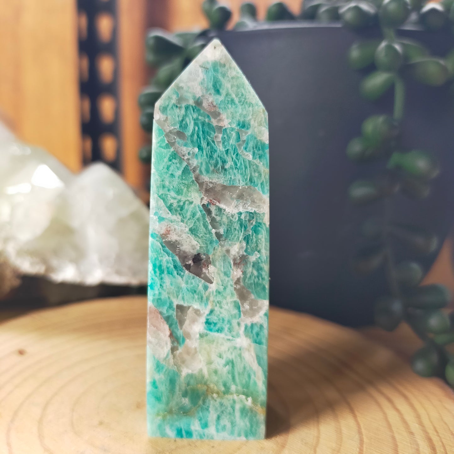 Amazonite with Smokey Quartz Point
