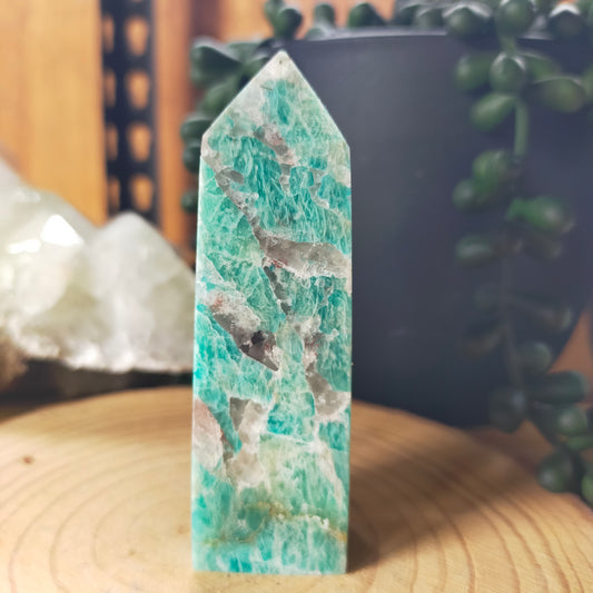 Amazonite with Smokey Quartz Point