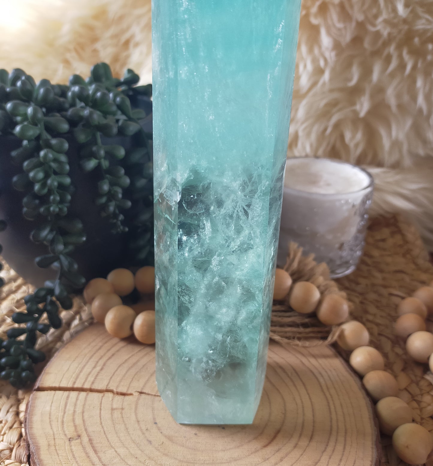 Large Watermelon Fluorite Tower