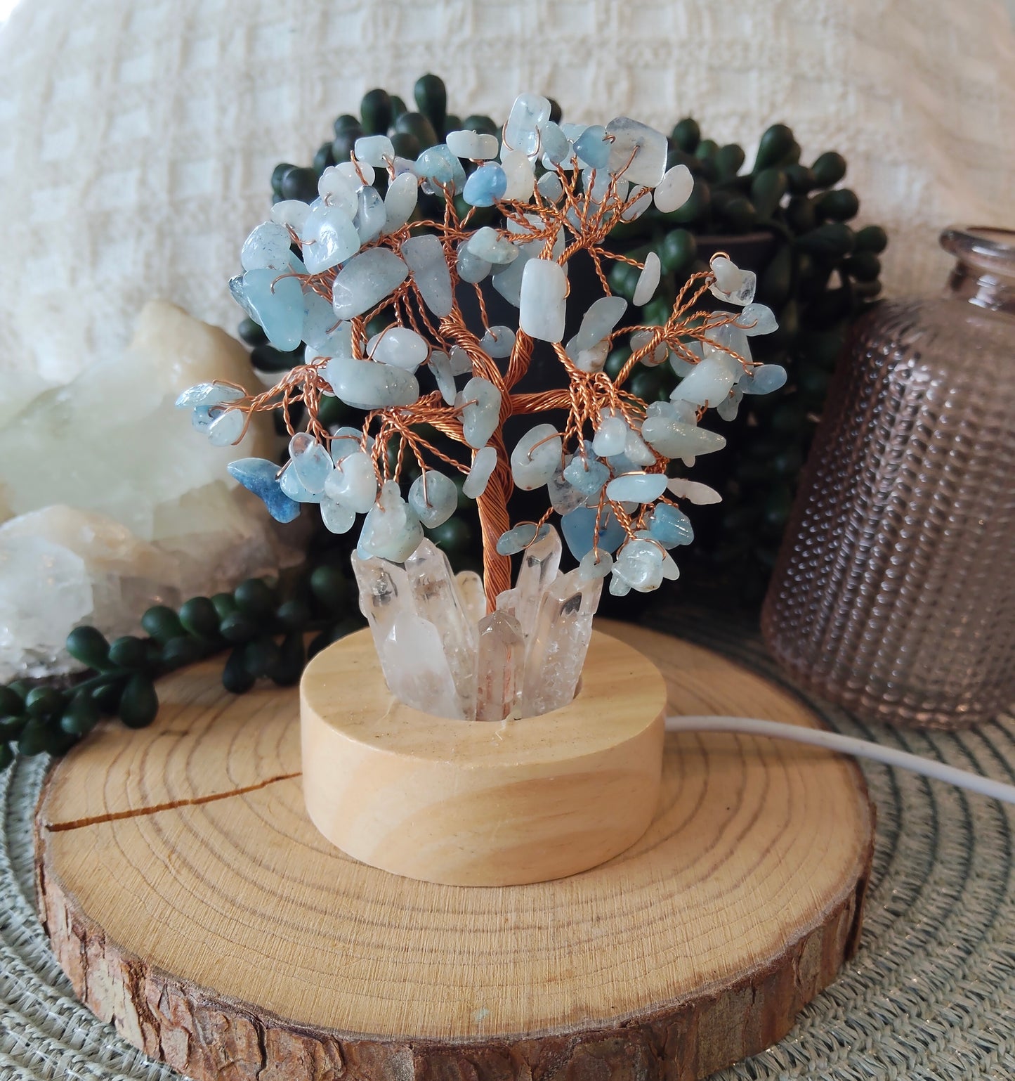 Aquamarine Chip Tree Lamp